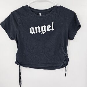 Bristol brands angel crop top tshirt tee large medium black wings y2k 90s